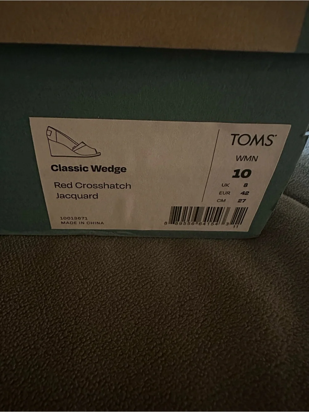 TOMS Red Open-Toe Cork Wedge Sandals